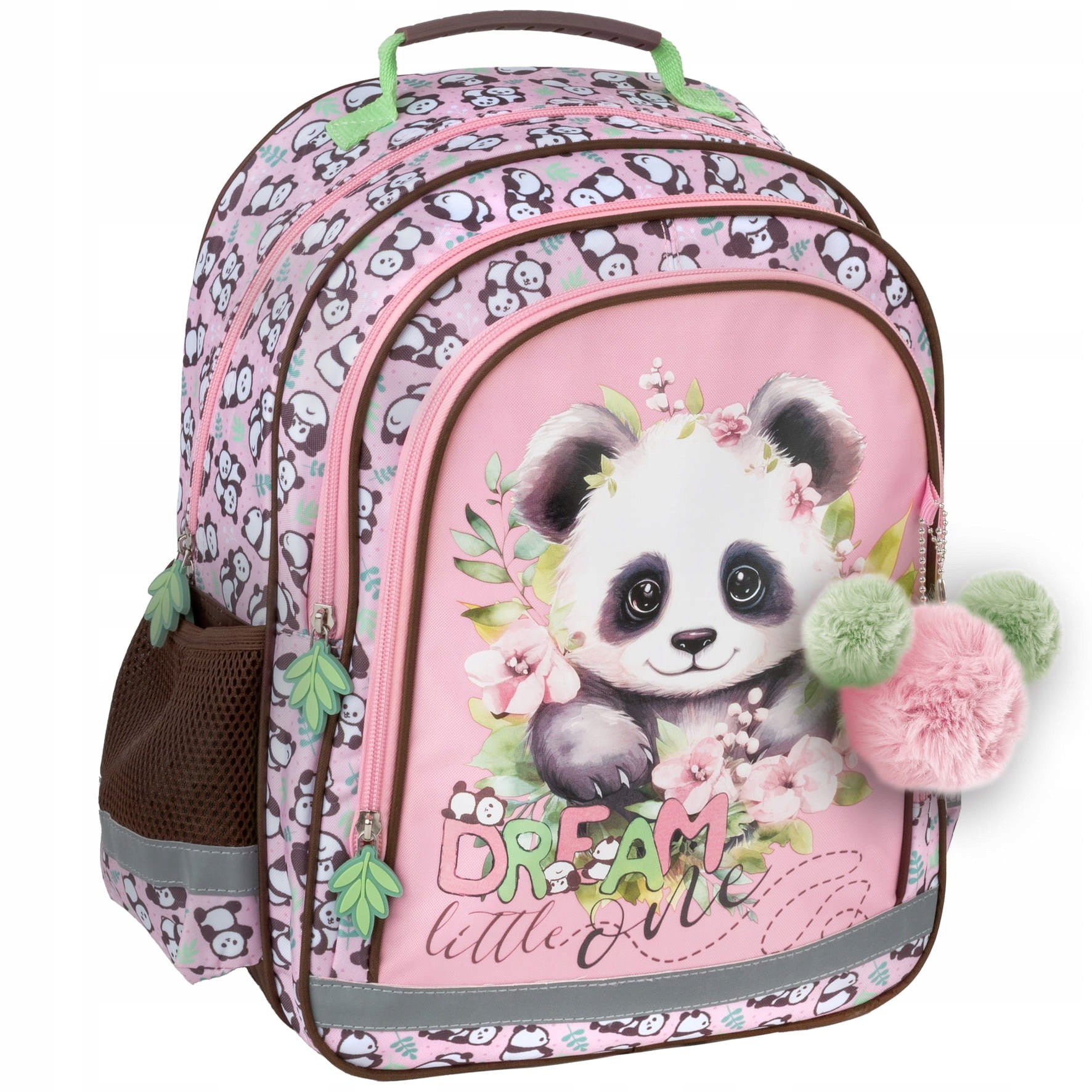 Školský batoh Dream Little One Panda pre dievčatá 1.-3. trieda, ružovo hnedý